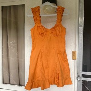 Free people linen orange mini dress
